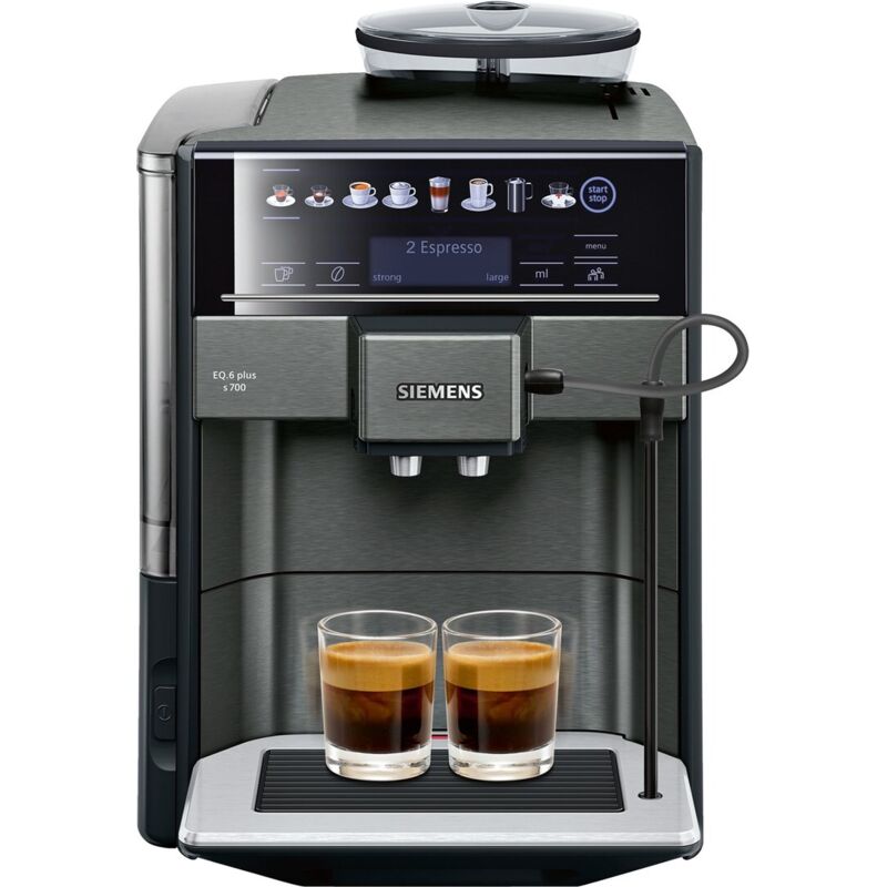 Siemens - Eq.6 Plus Te657319Rw - Cafetera (Independiente, Máquina Espresso, 1,7 L, Molinillo Integrado, 1500 W, Negro, Gris)