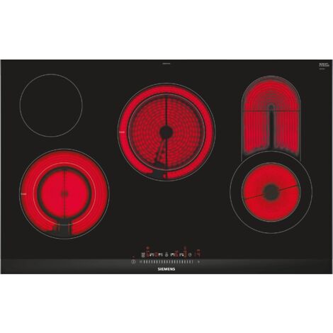 Siemens ET875FCP1D. Colore del prodotto: Nero, Posizionamento dell'apparecchio: Da incasso, Tipo di piano cottura: Ceramica. Bruciatore piccolo: 1200 W, Bruciatore medio: 1750 W, Bruciatore grande:...