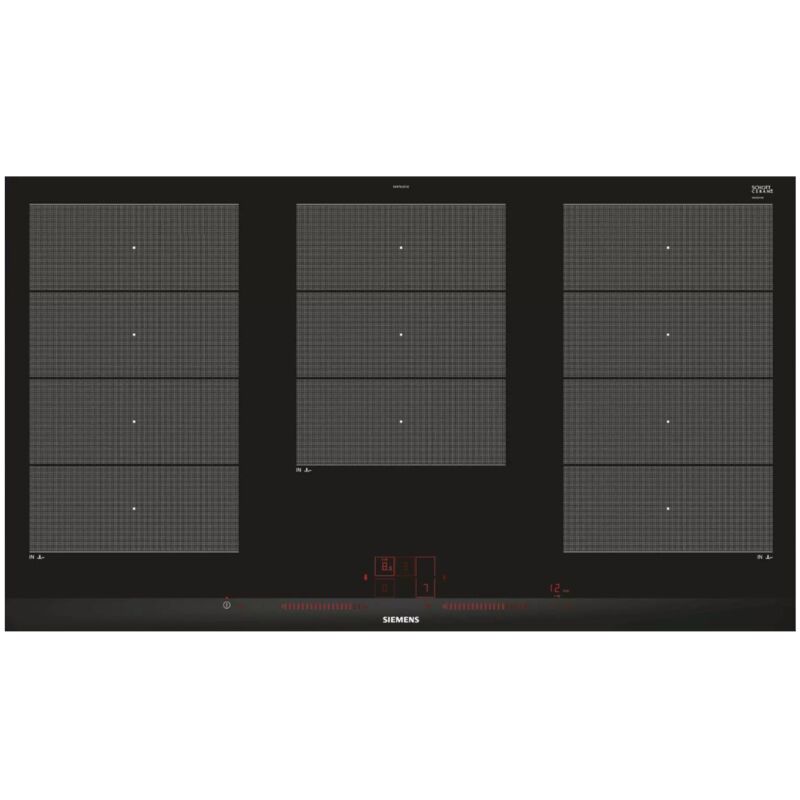 Siemens – Table de cuisson induction 90cm 5 foyers 11100W avec zones FlexInduction – Encastrable noir – EX975LXC1E