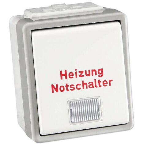 Siemens Heizung-Notschalter Aufputz - Serie Delta - 1-polig - mit Kontrolllampe - IP 44 - grau - 5TA4741