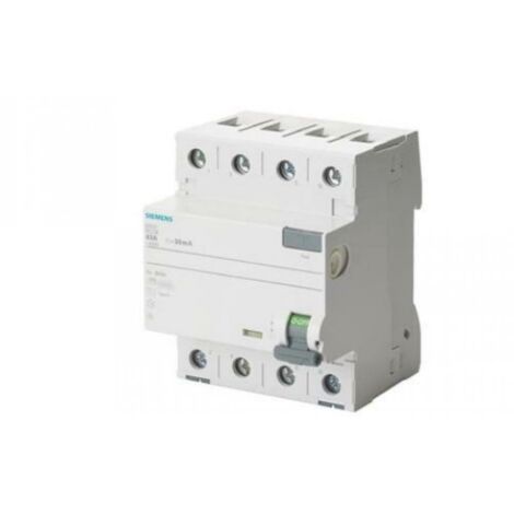 Siemens Interruttore differenziale, 4 poli, tipo A, In: 63 A, 30 mA, Un AC: 400 V, 5SV33466