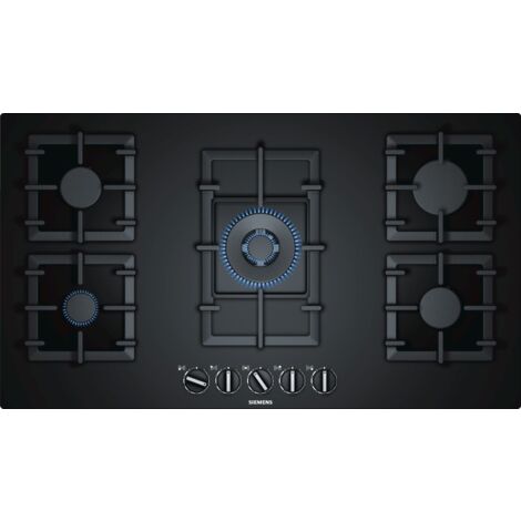 Siemens iQ500 EP9A6QB90. Colore del prodotto: Nero, Posizionamento dell'apparecchio: Da incasso, Tipo di piano cottura: Gas. Bruciatore piccolo: 1000 W, Bruciatore medio: 1750 W, Bruciatore grande:...