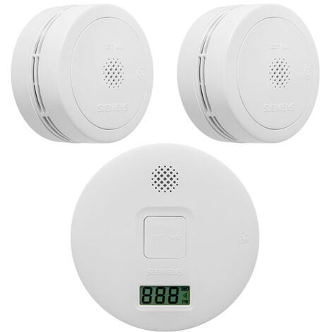 Siemens – Lot de 3 détecteurs de fumée NF – Autonomie 5 ans – Alarme acoustique 85 dB – Installation rapide avec système de clipsage - 5TC1292-6