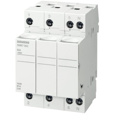 Siemens porte-fusible cylindrique base 10x38 3p+n 32a 3nw7063