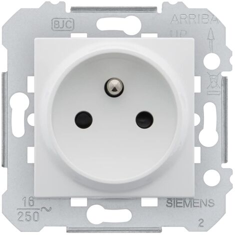 Siemens – Prise de courant 2P + T blanc – Volets de sécurité – Installation horizontale/verticale – Compatible Delta Viva – 3483 - SIE003483