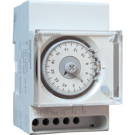 Siemens – Programmateur horaire synchrone 3 modules 16A 230V – Type analogique – Rail DIN – Programme journalier pour gestion éclairage et chauffage