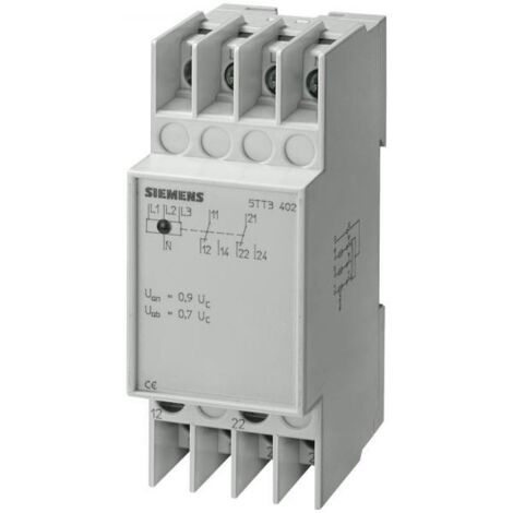 Siemens Relè di tensione T5570 AC 230/400V 2W 0,85/0,95 con coperchio trasparente, 5TT3403