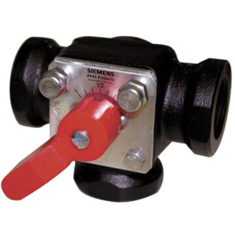 Siemens – Vanne papillon 3 voies PN10 avec raccords taraudés – Fonte grise GG-20 – Angle de rotation 90° – Sans entretien – DN 1 pouce