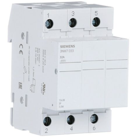 Siemens zylindrischer Sicherungshalter 3NW7 3P 32A 10,3X38 3M 3NW7033