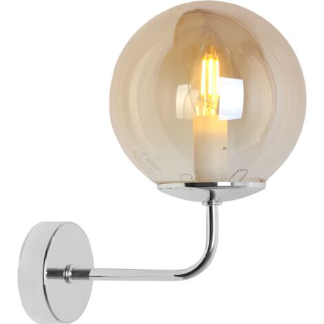 SIENA CHROM WANDLEUCHTE 1 FLACHE HONIGLAMPE E14