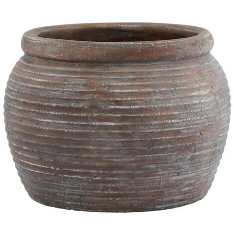 Siena Diameter Rimmed Plant Pot - Ceramic - L28 x W28 x H20 cm - Brown