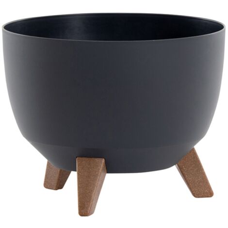 Siena Garden Pflanzgefäß OSLO, Kunststoff auf Füßen mit Einsatz anthrazit 29 cm