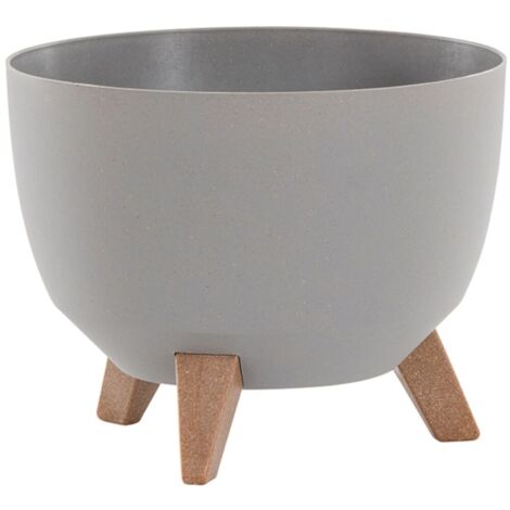 Siena Garden Pflanzgefäß OSLO, Kunststoff auf Füßen mit Einsatz grau 29 cm