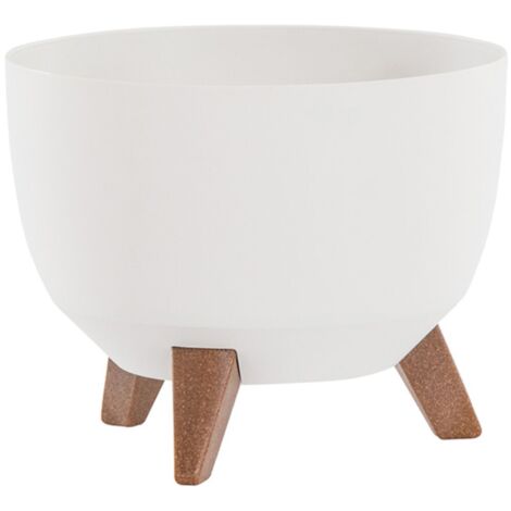 Siena Garden Pflanzgefäß OSLO, Kunststoff auf Füßen mit Einsatz weiß 29 cm