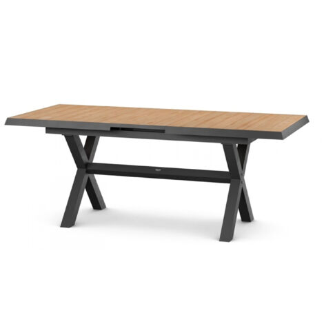 Siena Garden Sincro Dining Tisch, ausziehbar 160/200 x 100 cm - Aluminium (matt anthrazit) FSC-Teak