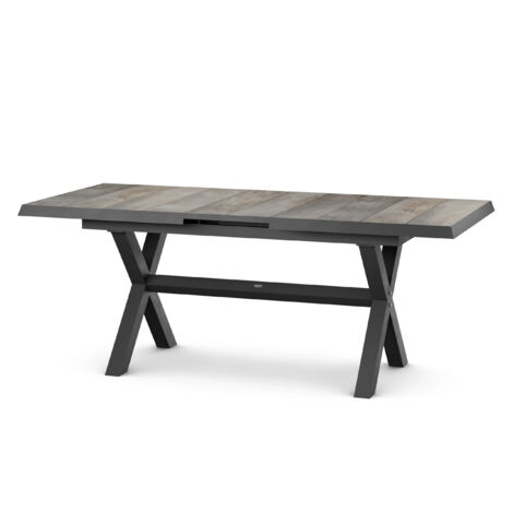Siena Garden Sincro Tisch, ausziehbar, 160/200x90 cm – Aluminium (matt anthrazit) & Keramik (washed-