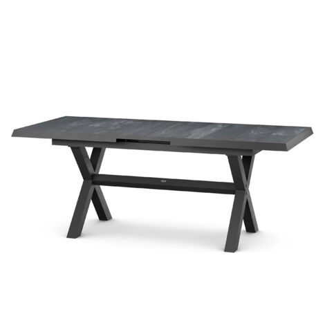 Siena Garden Sincro Tisch, ausziehbar, 160/200x90 cm – Aluminium (matt anthrazit) & Keramik (wood-gr
