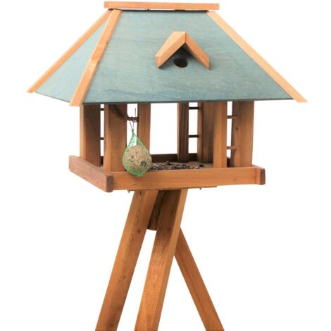 SIENA GARDEN Vogelhaus Grünfink, 51x36x37 cm, aus Kiefer FSC 100% in natur und grün, mit Ständer