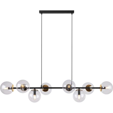 SIENA HÄNGELAMPE SCHWARZ UND GOLD 8 FLACHE KLARLAMPE E14