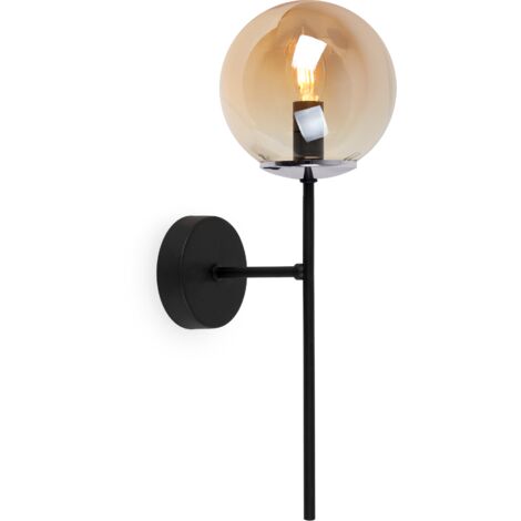 SIENA SCHWARZ CHROM WANDLEUCHTE 1 FLACHE HONIGLAMPE E14