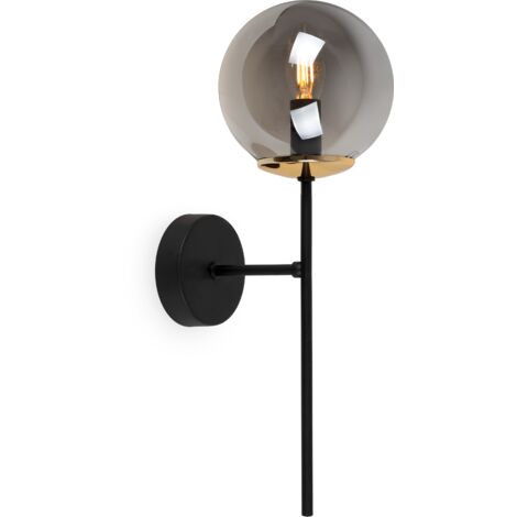 SIENA SCHWARZ-GOLD-WANDLAMPE 1 FLACHE GRAPHITLAMPE E14