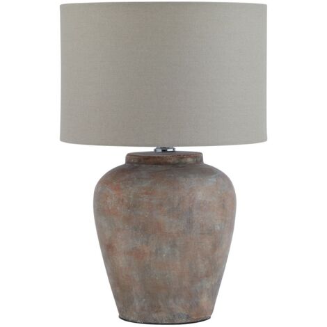 Siena Table Lamp with Linen Shade - Ceramic - L31 x W31 x H48 cm - Brown