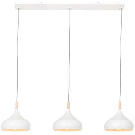 Sienna Bjorr Plafonnier Suspension Straight Bar Blanc Mat, Détails Couleur Bois