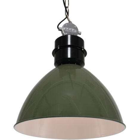 Sienna Fresh Dome Suspension Plafonniers Vert Olive, Noir Brillant, Métal