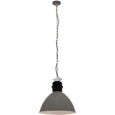 Sienna Fresh Lámparas colgantes de techo tipo cúpula gris industrial, negro brillo, metal