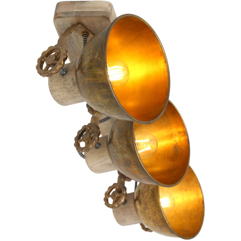 Steinhauer - neuwertig] Mexlite Gearwood Deckenlampe Deckenlampe Aluminium Eiche 4 Fl. E27 B-Ware