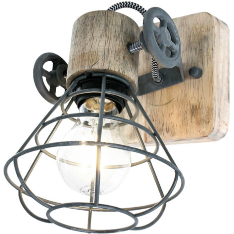 Sienna Guersey Faretto singolo grigio industriale, legno grezzo