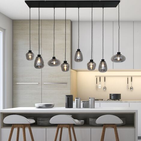 Sienna Reflexion Cluster Pendel-Deckenleuchte Schwarz Matt, Glas Transparent Grau