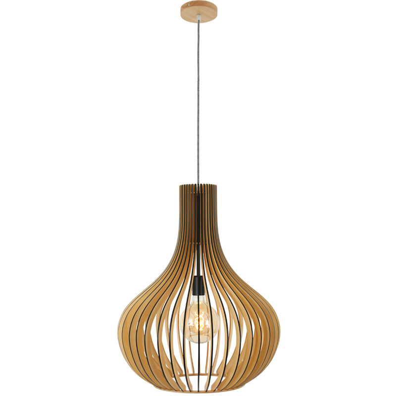 Steinhauer - suspension - Smukt - naturel - bois - ø 50cm - E27 -