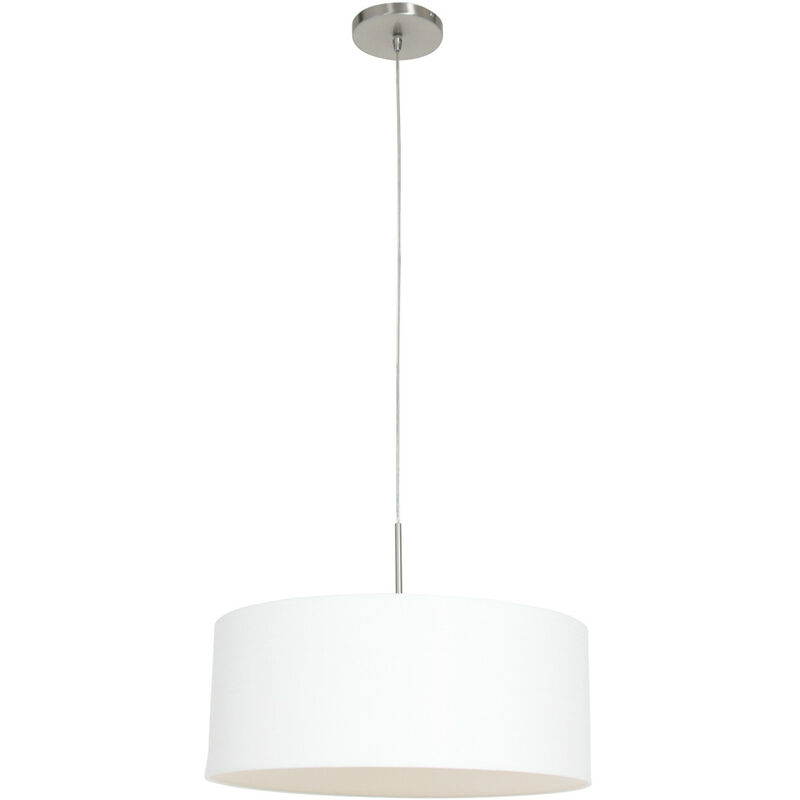 Sienna Sparkled Light Cylindrical Pendant Ceiling Light Steel Brushed, Linen Fabric