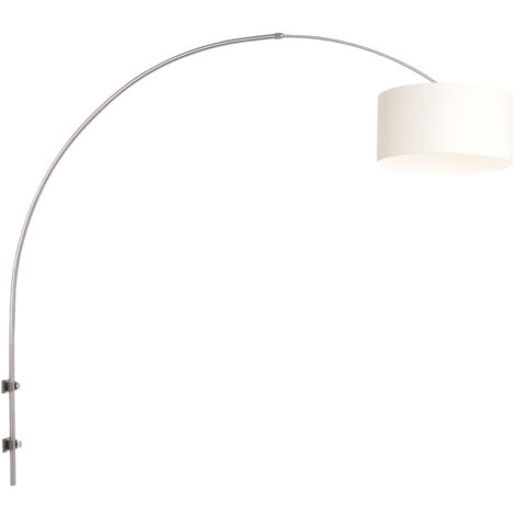 Sienna Sparkled Light Lampada da Parete con Paralume Acciaio Spazzolato, Paralume Bianco