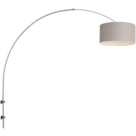 Sienna Sparkled Light Lampada da Parete con Paralume Acciaio Spazzolato, Paralume Grigio