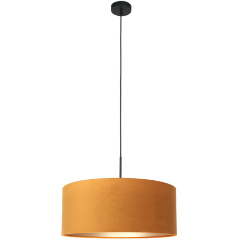 Sienna Sparkled Light Plafoniera Cilindrica A Sospensione Nero Opaco, Paralume Color Oro