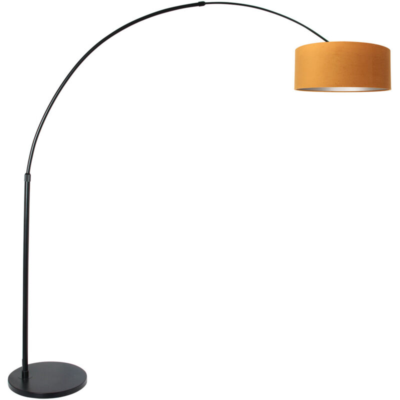 Steinhauer - Sienna Sparkled Light Lampadaire Arc Noir Mat, Velours Doré