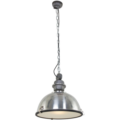 Sienna Tough Guy Plafoniere a Sospensione Dome Acciaio Lucido, Vetro Opaco, Metallo