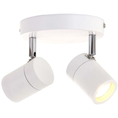 Sienna Upround Spot Twin Blanc Mat, Détails En Acier Brossé IP44