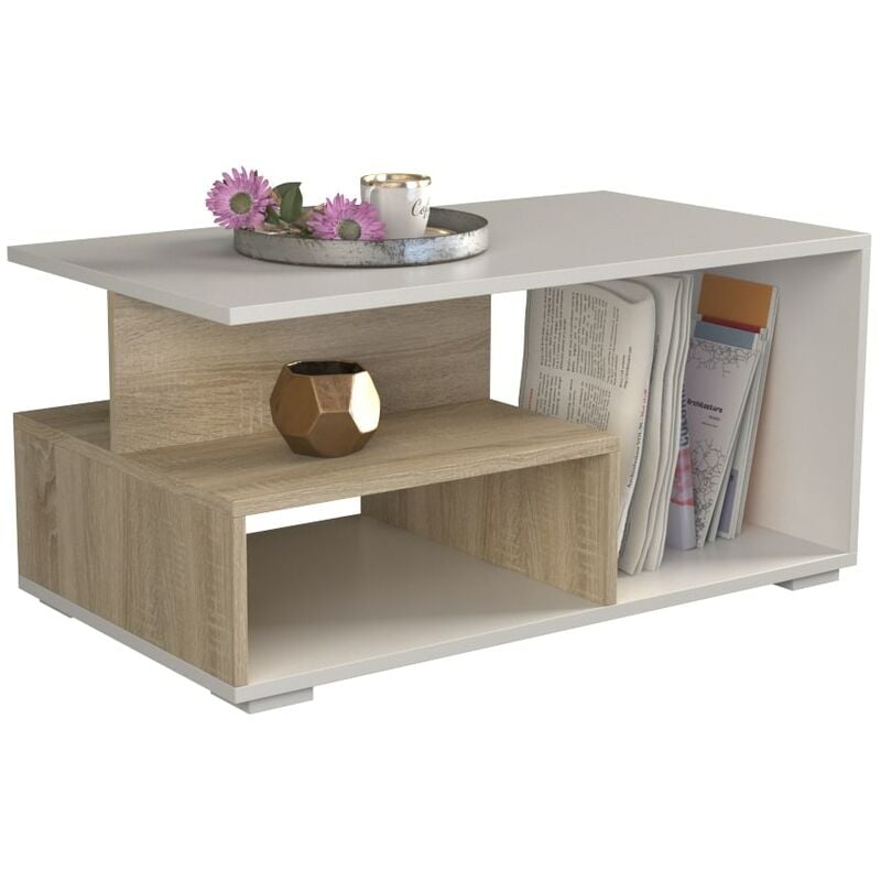 Sienne Table basse moderne Table à café salon chambre bureau Plateau 90x51x1,6 Design minimaliste