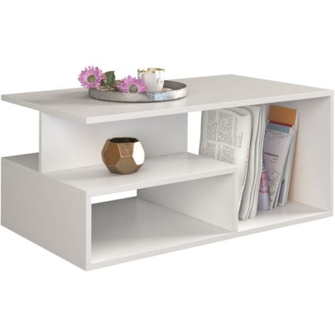 HUCOCO SIENNE - Tavolino moderno - Tavolino da salotto - Piano: 90x51x1,6 - Altezza: 43 cm - Design minimalista