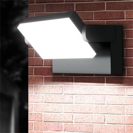SIENTICE Applique murale pour terrasse, garage, grange ou patio - Tête de lampe orientable à 360°  luminaire extérieur - Lumière blanche