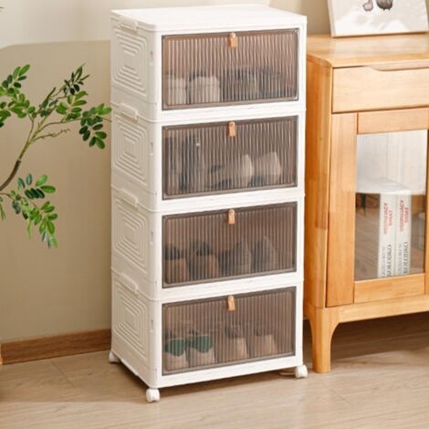 SIENTICE Boîtes de rangement pliables, armoires à chaussures pour entrée, bacs de rangement à plusieurs niveaux pour salon
