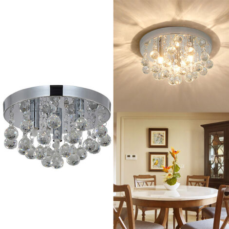 SIENTICE Mini lustre en cristal, plafonnier encastré à trois lampes, douille G9 de 25 cm, convient aux chambres et aux salons (sans source lumineuse).