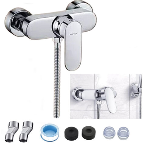 SIENTICE Mitigeur de douche argenté antirouille, robinet de contrôle d'eau à levier unique avec raccords et joints pour installation murale.