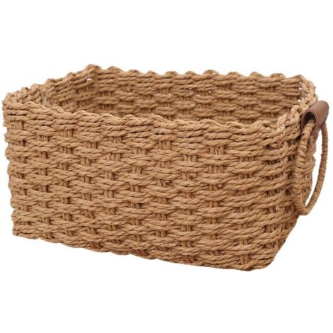 SIENTICE Panier de rangement en corde de papier pour salle de bain, petit panier de rangement,mini panier de rangement en osier,pour salon(201410cm)