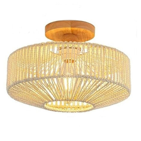 SIENTICE Plafonnier en osier, plafonnier tressé de style bohème moderne, plafonnier bohème encastré, convient aux chambres et aux salons - ampoule non incluse.