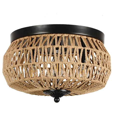 SIENTICE Plafonnier en tissage artisanal, idéal pour le salon, style wabi-sabi, suspension pour couloir (sans ampoule).