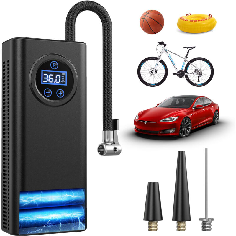 SIENTICE Portable Cordless Electric Car Air Pump, Wireless Digital Display Car Air Pump, Dark Gray